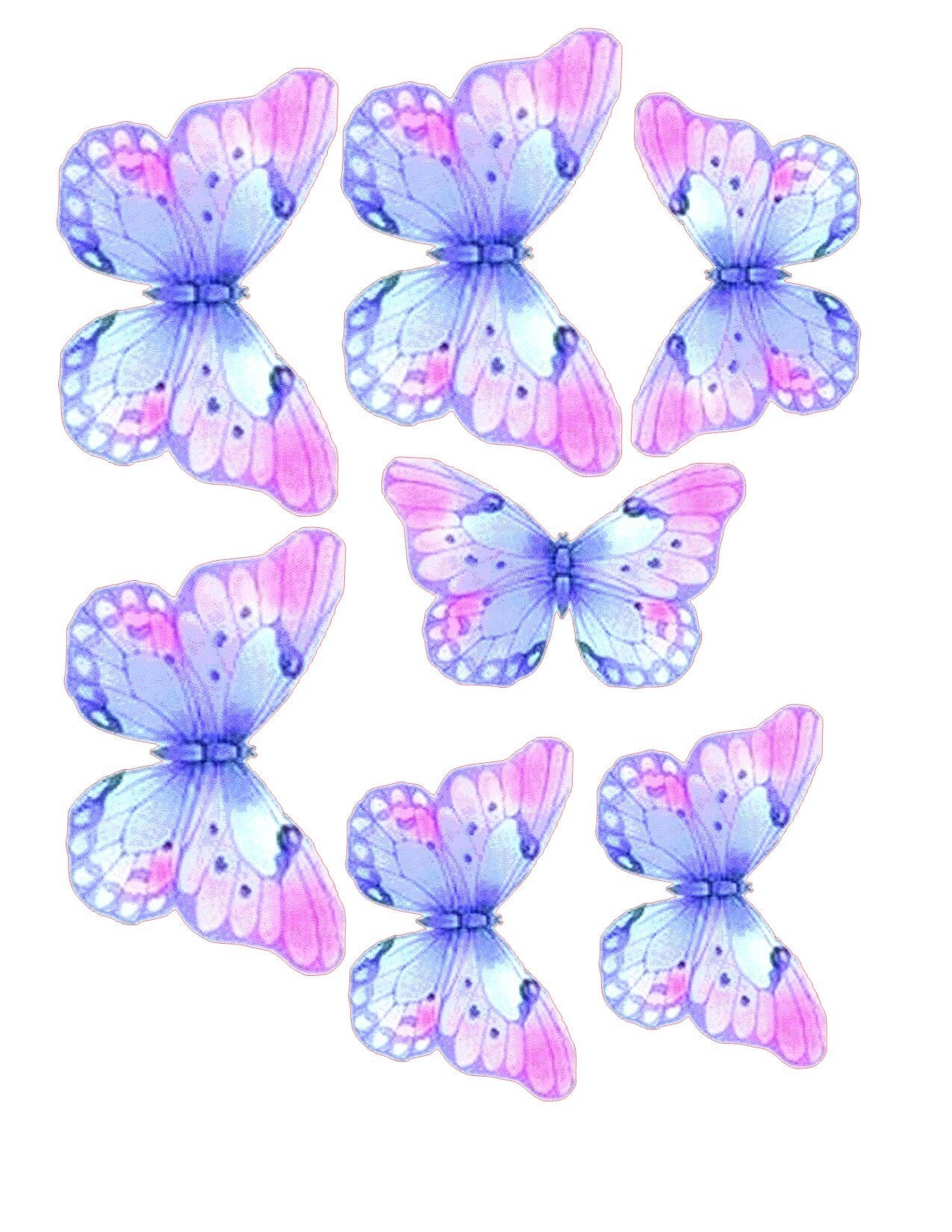 Purple and Pink Edible Pre-Cut 3D Wafer Paper Butterflies - Multi-Sized Edible Butterflies