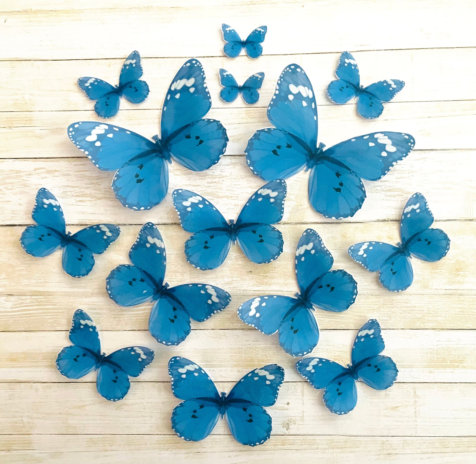 Electric blue Edible Pre-Cut 3D Wafer Paper Butterflies - Multi-Sized Edible Butterflies