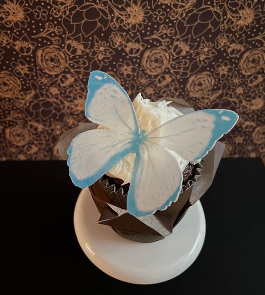 Light blue Edible Pre-Cut 3D Wafer Paper Butterflies - Multi-Sized Edible Butterflies