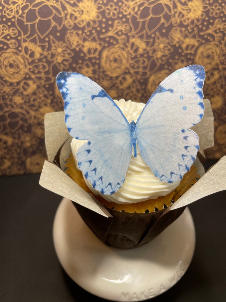 Periwinkle Blue Edible Pre-Cut 3D Wafer Paper Butterflies - Multi-Sized Edible Butterflies