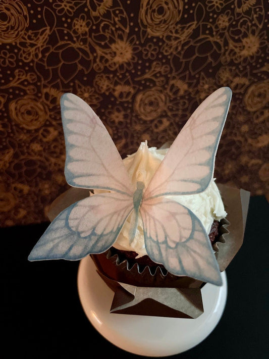 Pink and Grey Edible Pre-Cut 3D Wafer Paper Butterflies - Multi-Sized Edible Butterflies