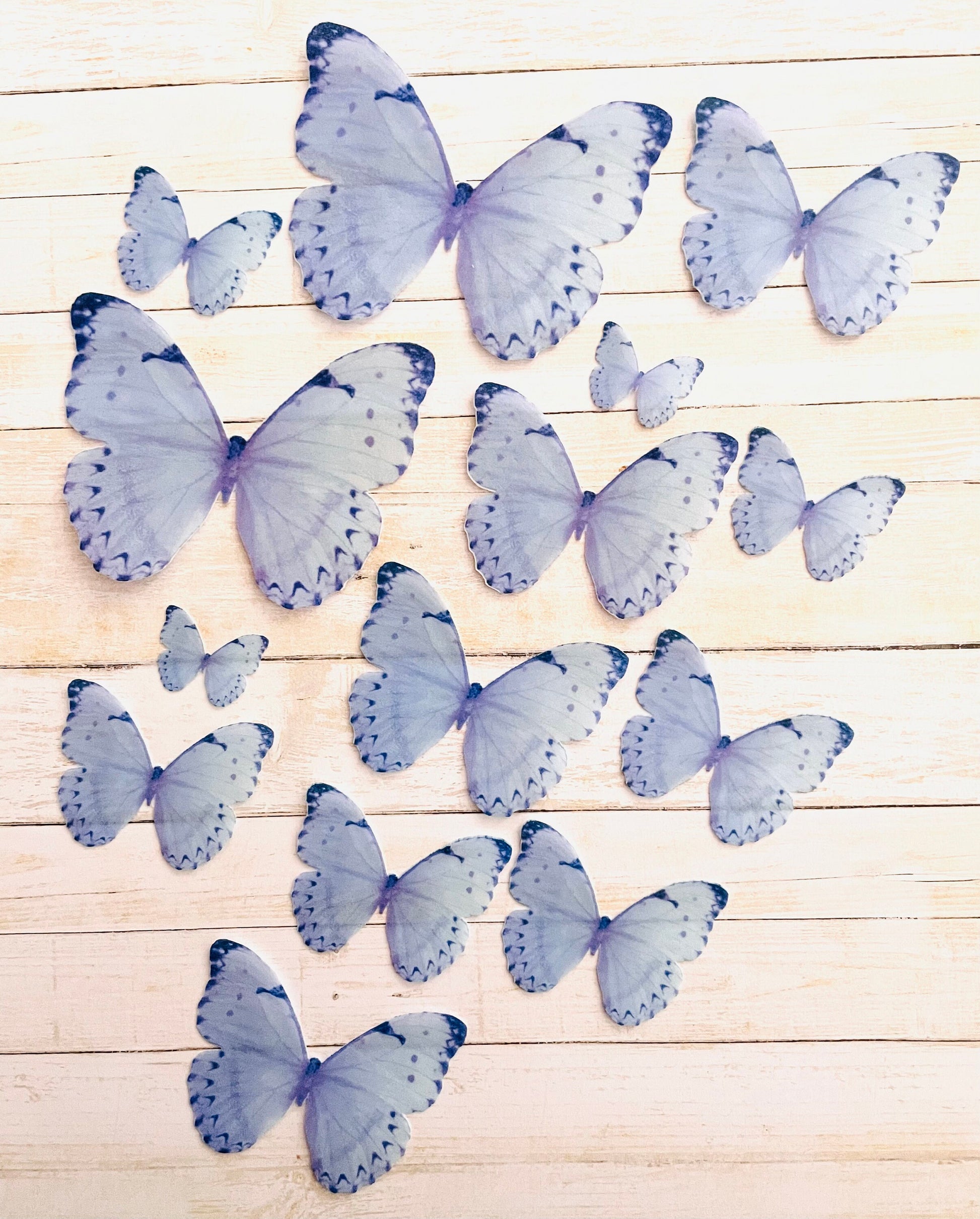 Violet Edible Pre-Cut 3D Wafer Paper Butterflies - Multi-Sized Edible Butterflies