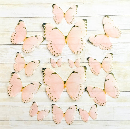 Peach w/blk tip Edible Pre-Cut 3D Wafer Paper Butterflies Multi Sized Edible Butterflies