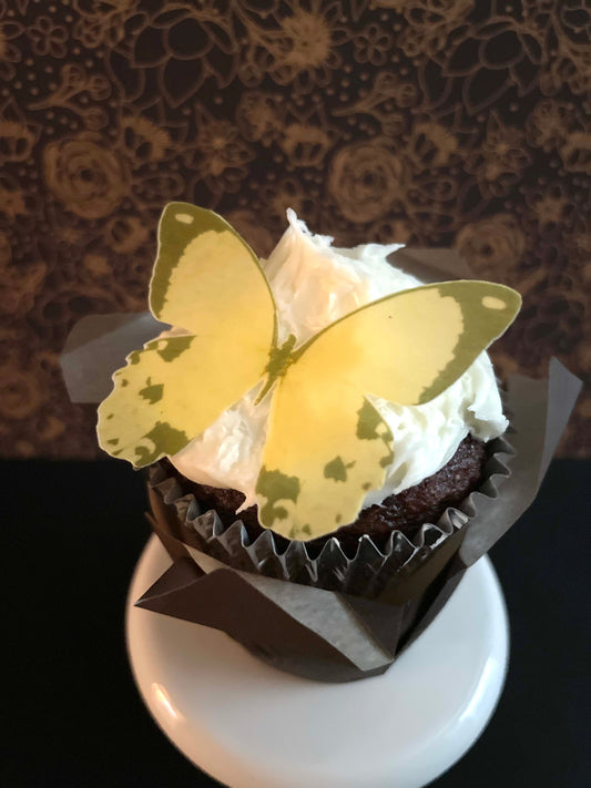 Yellow w/brown edge Edible Pre-Cut 3D Wafer Paper Butterflies Multi Sized Edible Butterflies