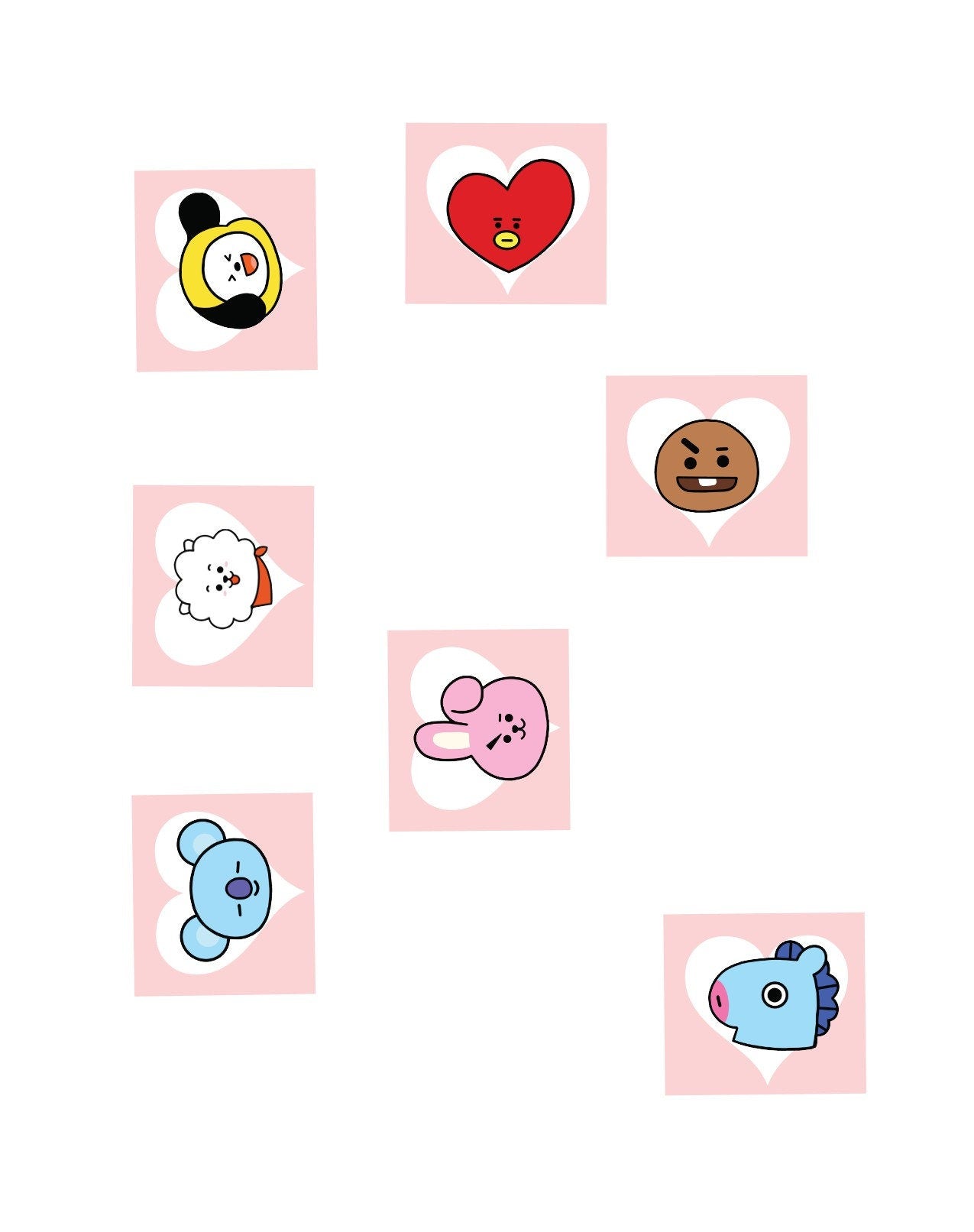 BTS BT21 Valentine's Day Custom Edible Drink Toppers Stamps for drinks/bakedgoods/marshmallows