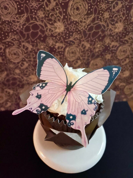 Hot Pink w/blk tip Edible Pre-Cut 3D Wafer Paper Butterflies - Multi Sized Edible Butterflies