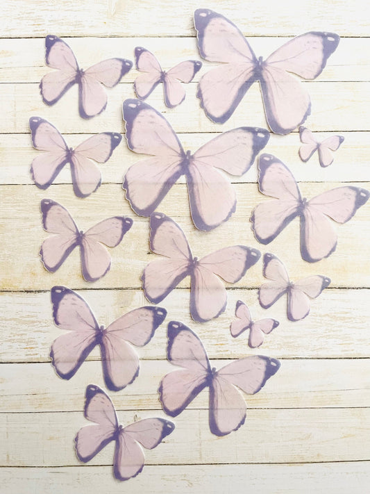 Lavender Edible Pre-Cut 3D Wafer Paper Butterflies Multi Sized Edible Butterflies