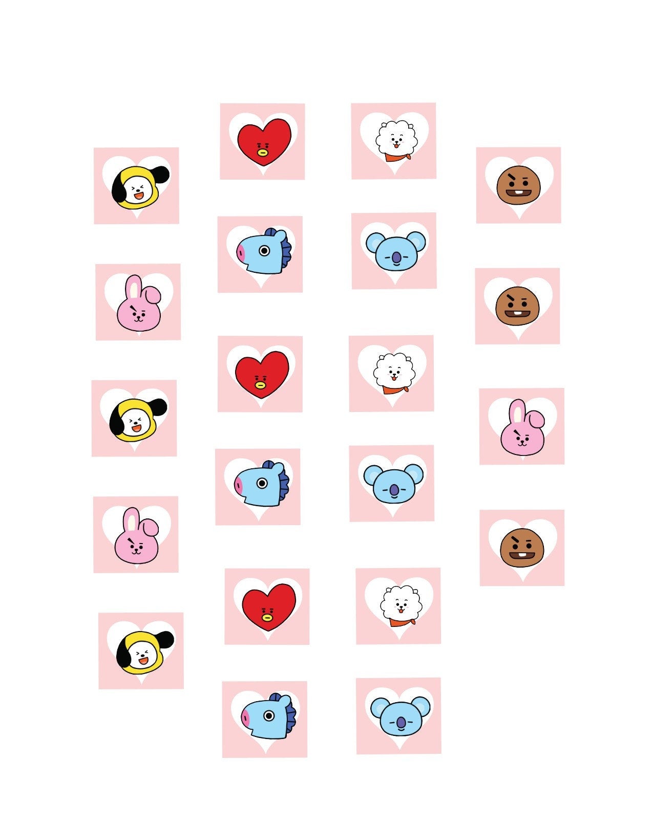 BTS BT21 Valentine's Day Custom Edible Drink Toppers Stamps for drinks/bakedgoods/marshmallows