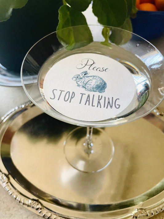 Please Stop Talking - Whimsical Custom Edible Bar Cocktail Drink Toppers, 2 sizes