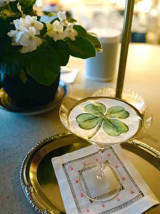 St. Patrick's Day Vintage Shamrock Custom Edible Bar Cocktail Drink Toppers, 2 sizes