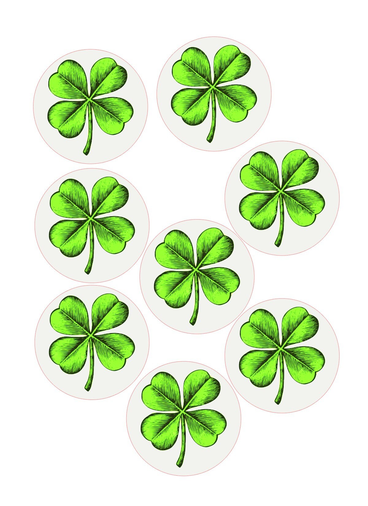 Vibrant Green Shamrock Whimsical Custom Edible Bar Cocktail Drink Toppers, 2 sizes