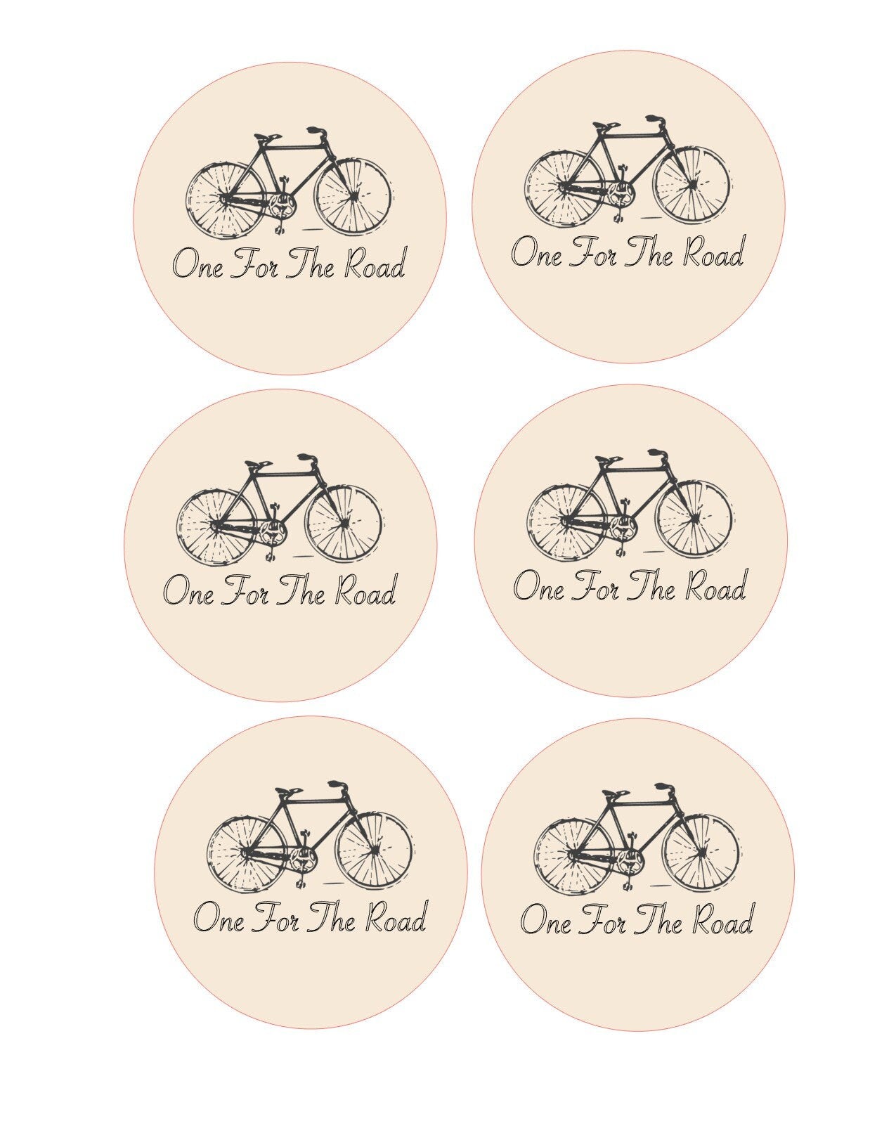 One for the Road Whimsical Custom Edible Bar Cocktail Drink Toppers, 2 sizes