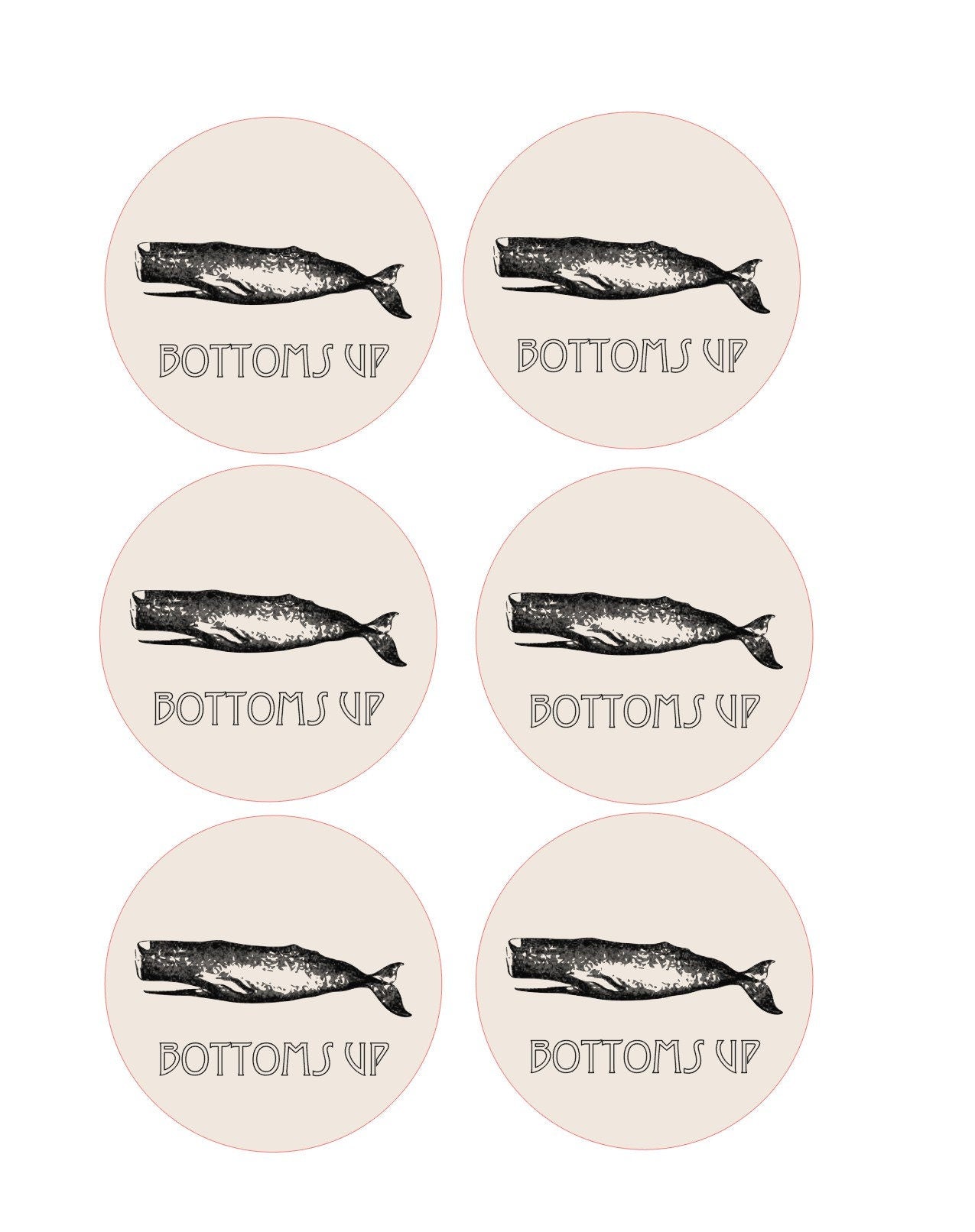 Bottoms Up Whimsical Custom Edible Bar Cocktail Drink Toppers, 2 sizes