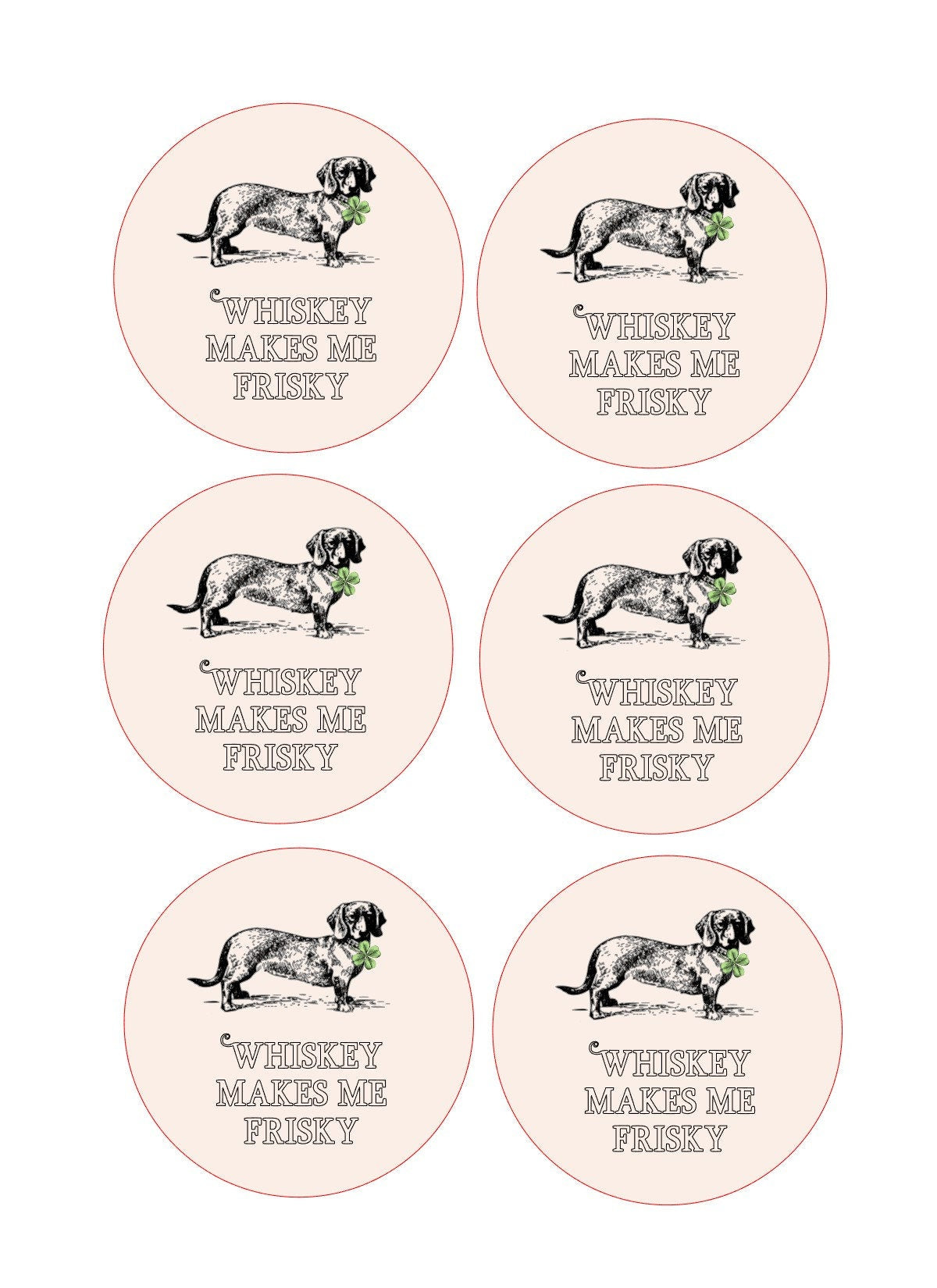 Whisky Makes Me Frisky Whimsical Custom Edible Bar Cocktail Drink Toppers, 2 sizes