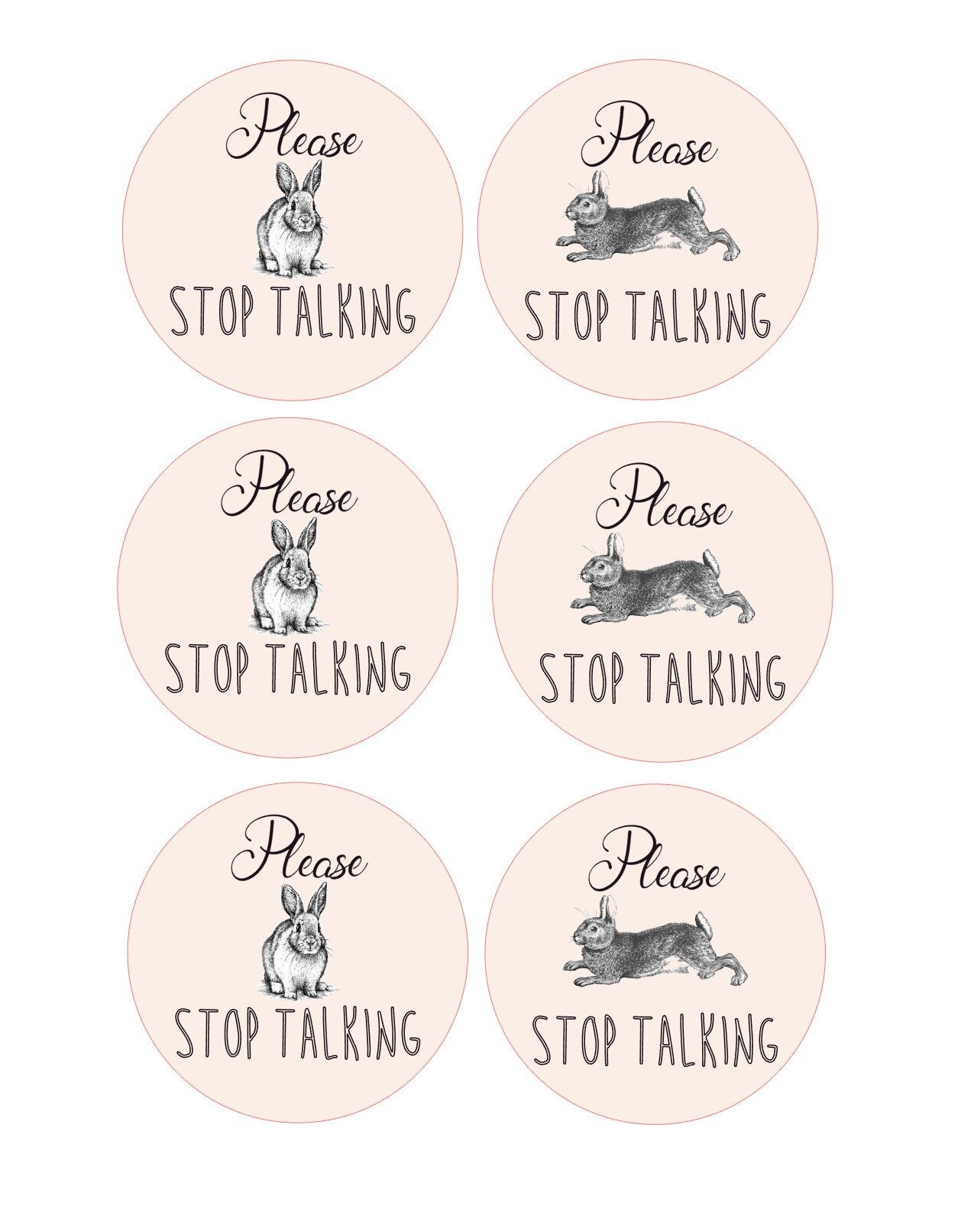 Please Stop Talking - Whimsical Custom Edible Bar Cocktail Drink Toppers, 2 sizes