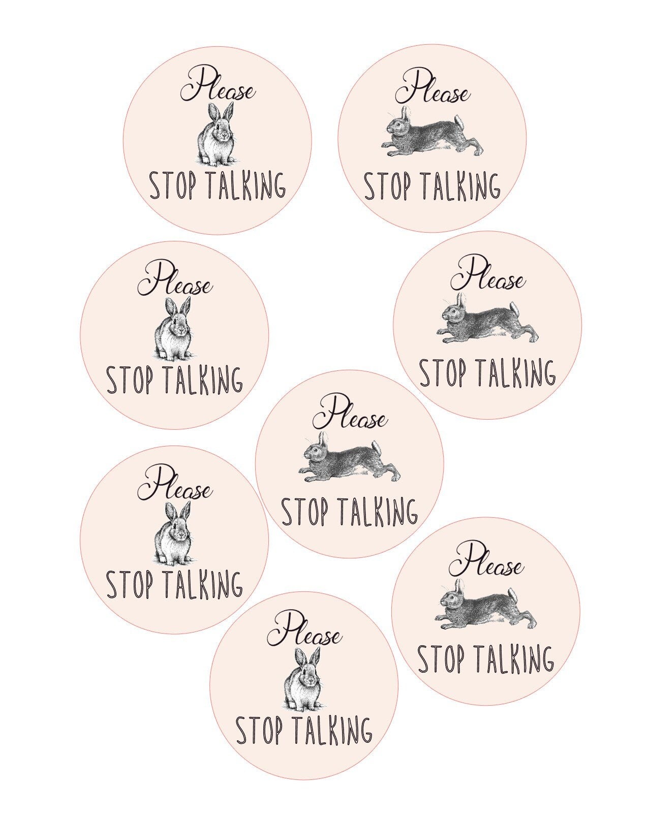 Please Stop Talking - Whimsical Custom Edible Bar Cocktail Drink Toppers, 2 sizes