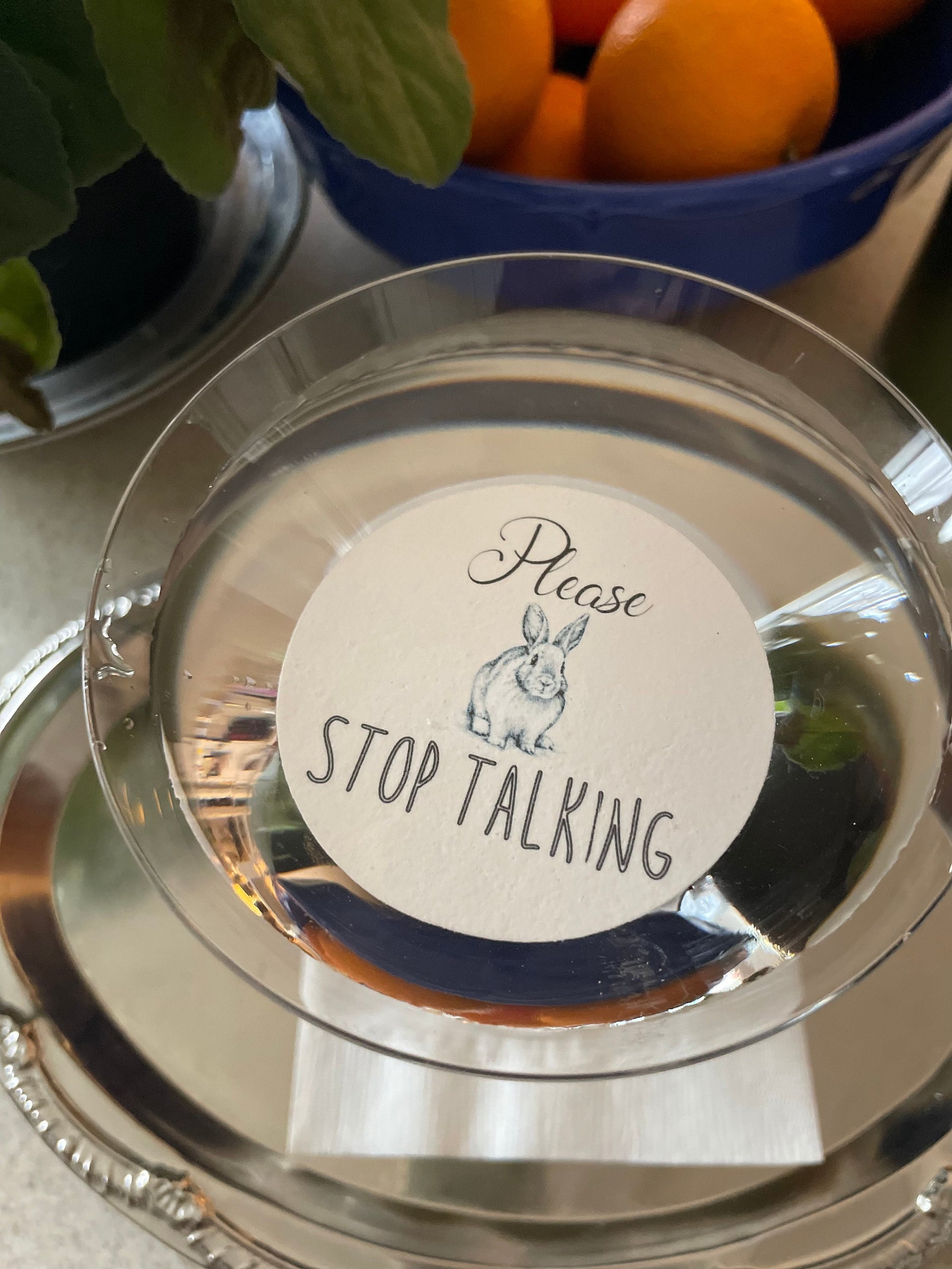 Please Stop Talking - Whimsical Custom Edible Bar Cocktail Drink Toppers, 2 sizes