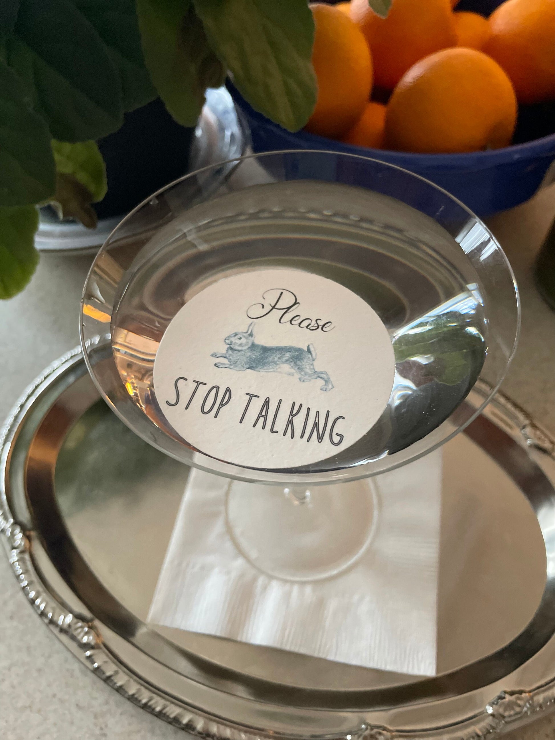 Please Stop Talking - Whimsical Custom Edible Bar Cocktail Drink Toppers, 2 sizes