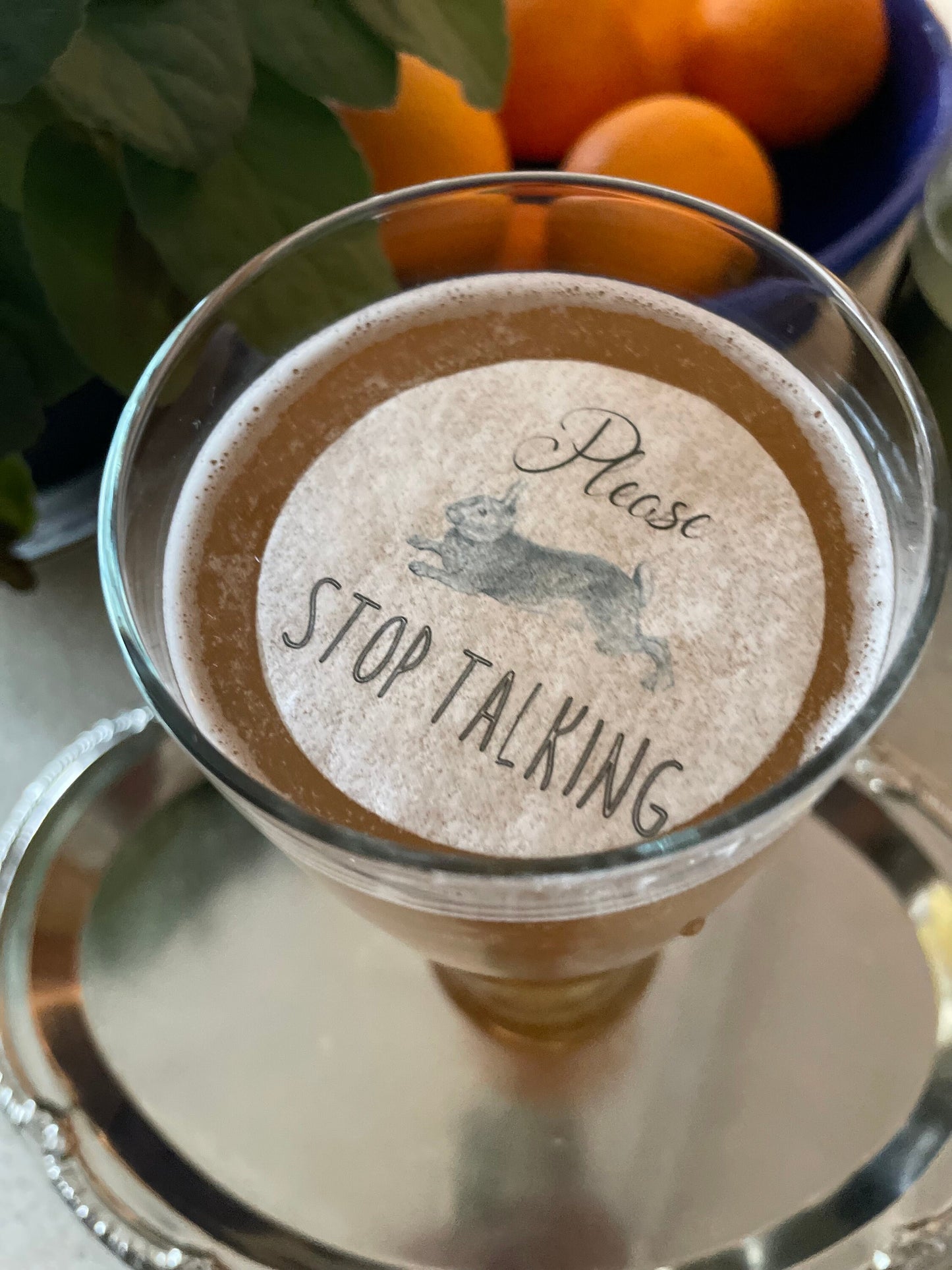 Please Stop Talking - Whimsical Custom Edible Bar Cocktail Drink Toppers, 2 sizes