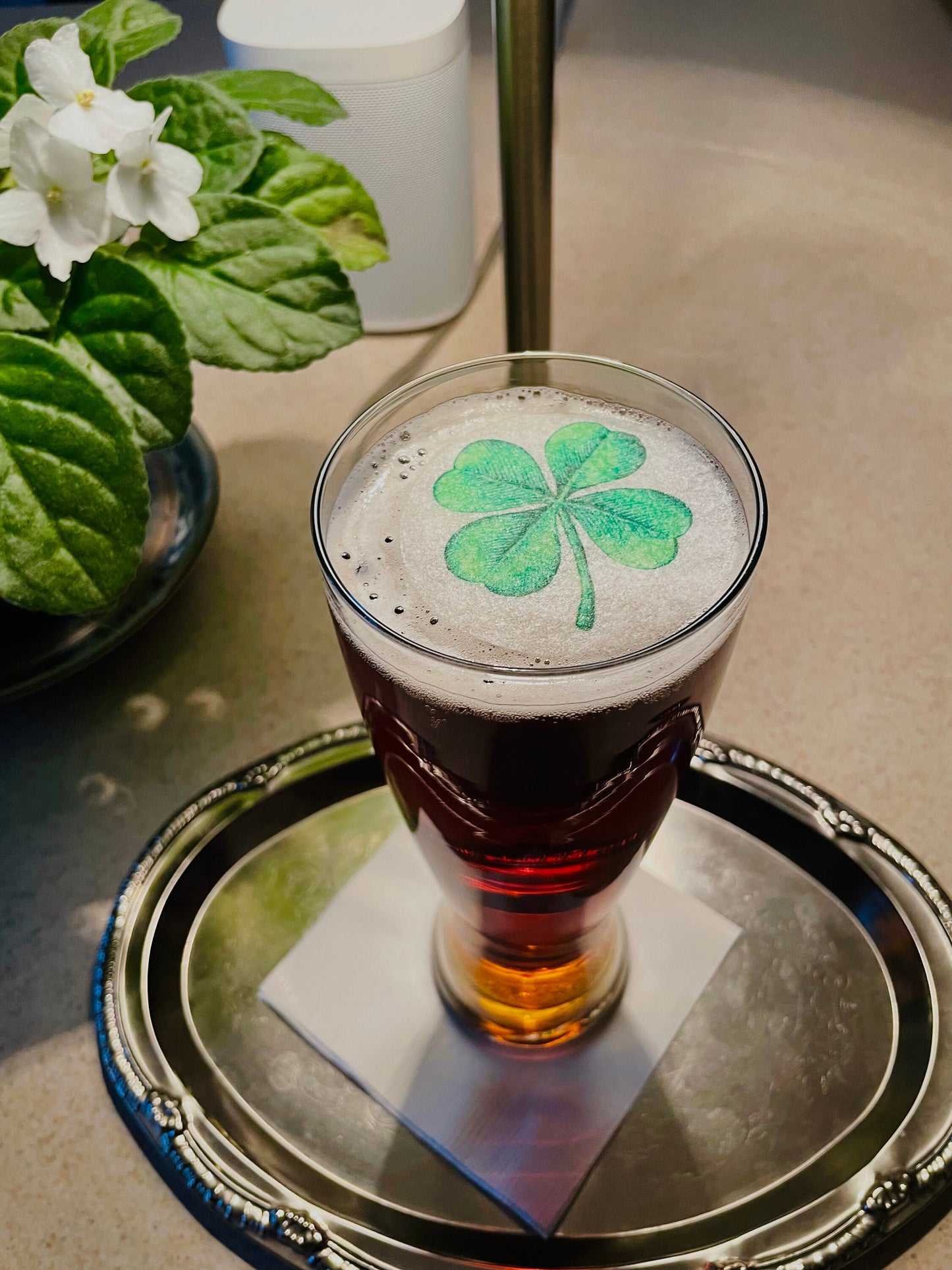 Vibrant Green Shamrock Whimsical Custom Edible Bar Cocktail Drink Toppers, 2 sizes