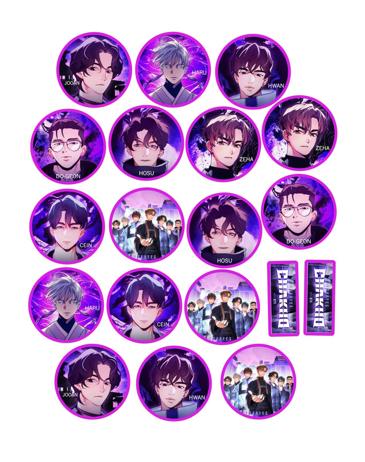 BTS Coffee BTS CHAKO-7 Fates - Custom Edible Drink Toppers Confetti for drinks/bakedgoods/marshmallows