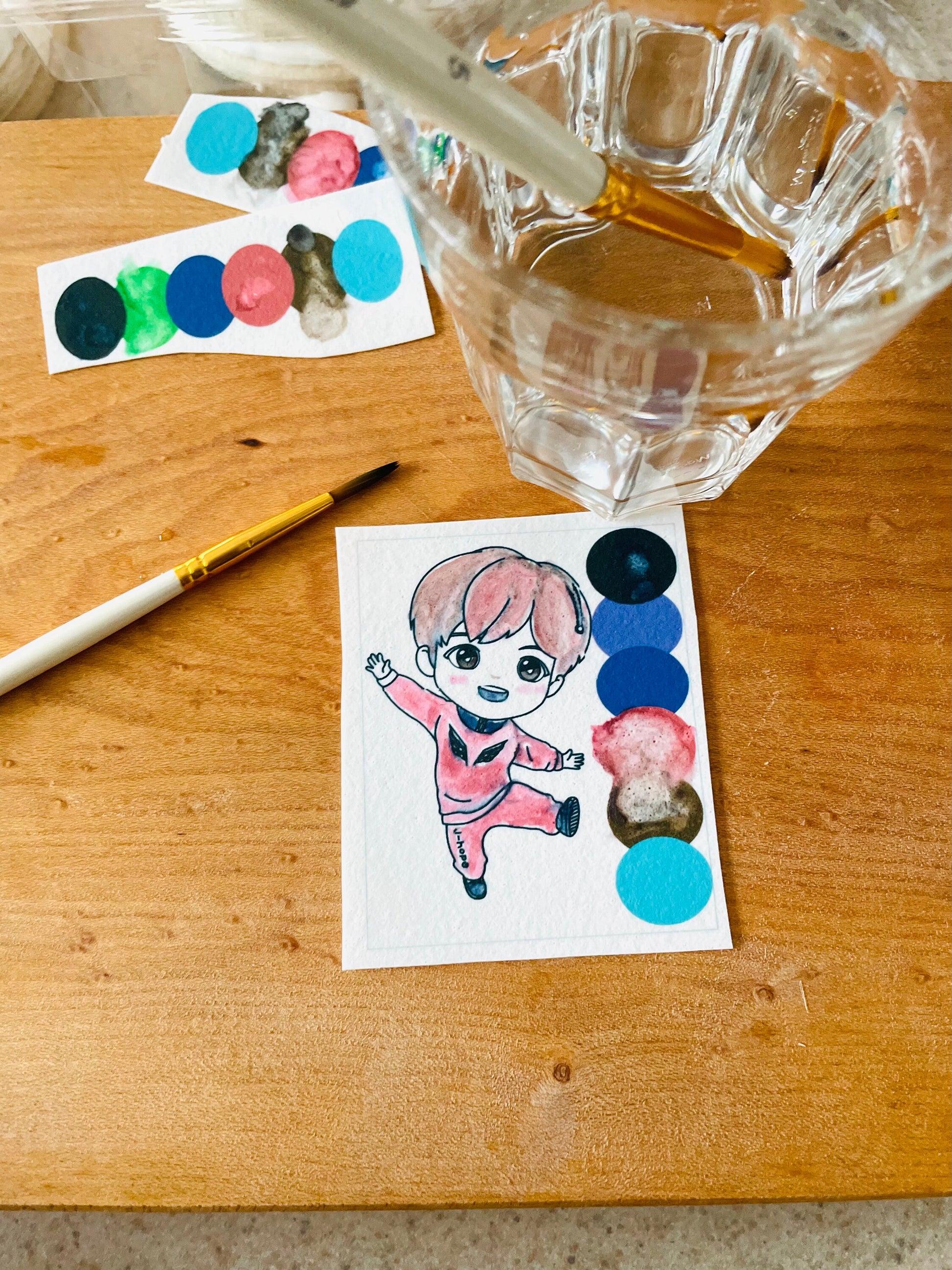 Paint your own BTS 2-sheet Kits-TinyTan-Mic Drop - Paint your own BTS edible designs cupcake topper with palette for cookies or drink topper