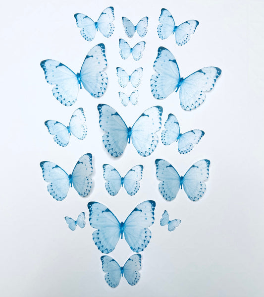 Periwinkle Blue Edible Pre-Cut 3D Wafer Paper Butterflies - Multi-Sized Edible Butterflies