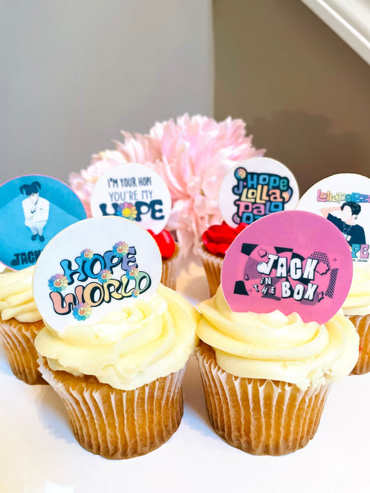 J-Hope Hobipalooza BTS cake cupcake toppers - Edible BTS cake toppers