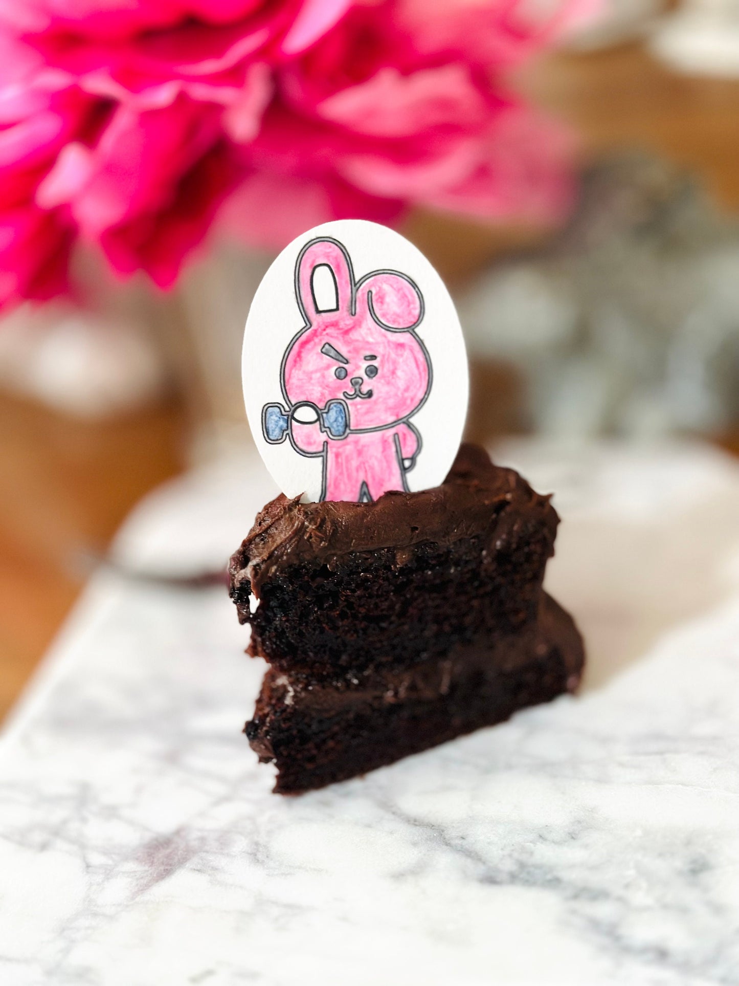 Paint your own BT21 Easter bunny edible designs cupcake topper with palette for cookies or drink topper