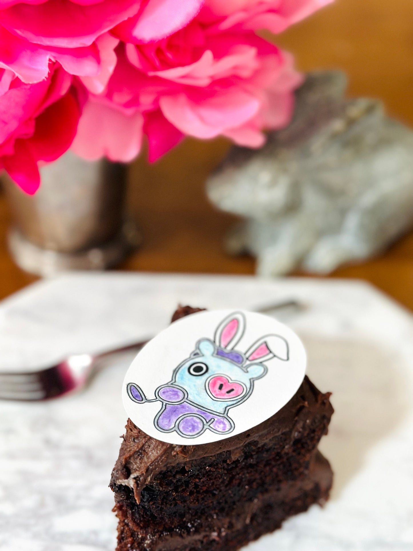 Paint your own BT21 Easter bunny edible designs cupcake topper with palette for cookies or drink topper