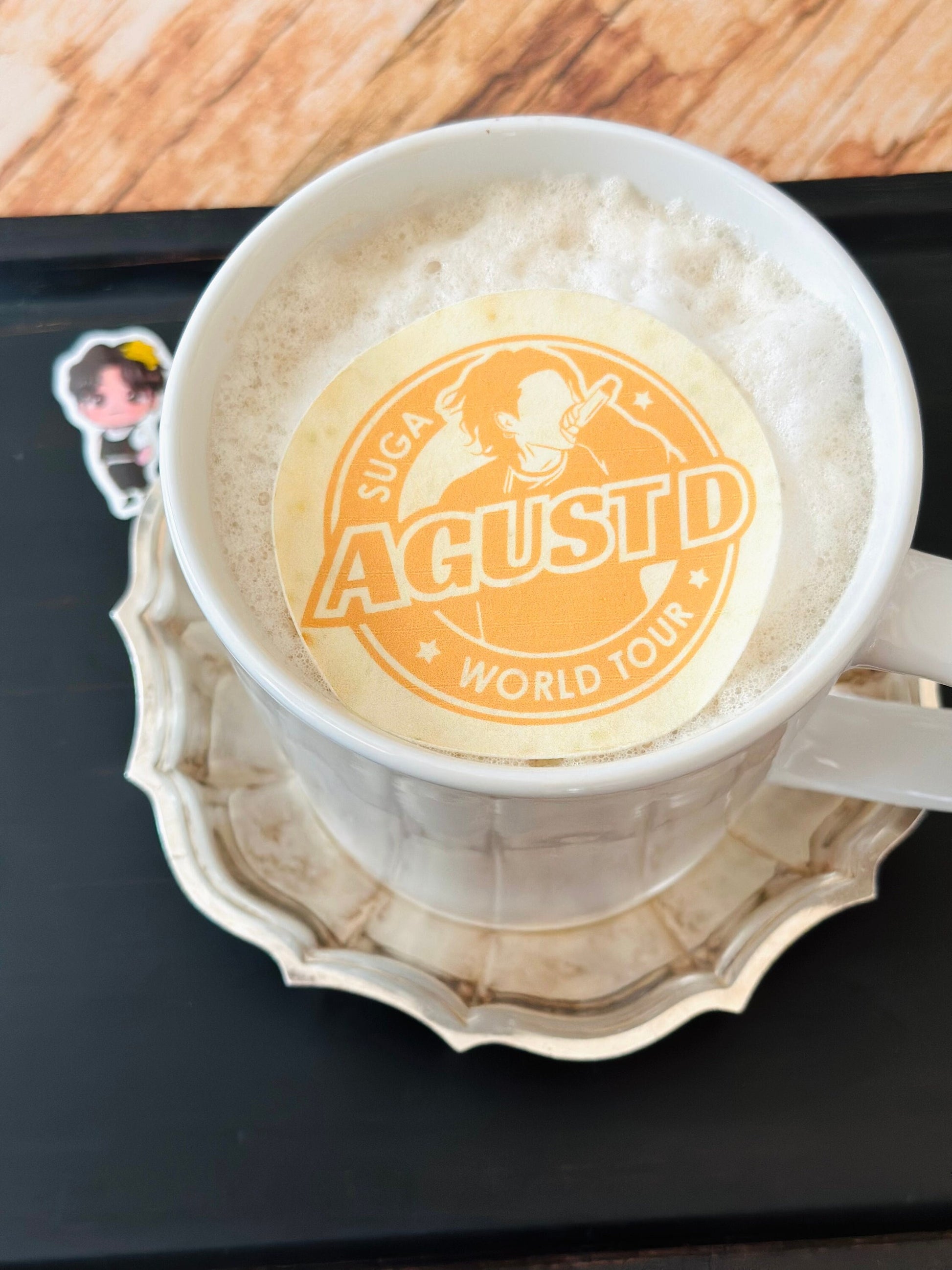 BTS Coffee -BTS Latte art Suga AugustD Daechwita Amygdala- Custom Edible Drink Toppers Confetti for drinks/bakedgoods/marshmallows