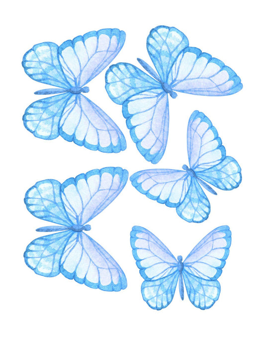 Light blue baby Blue Edible Pre-Cut 3D Wafer Paper Butterflies - Multi-Sized Edible Butterflies