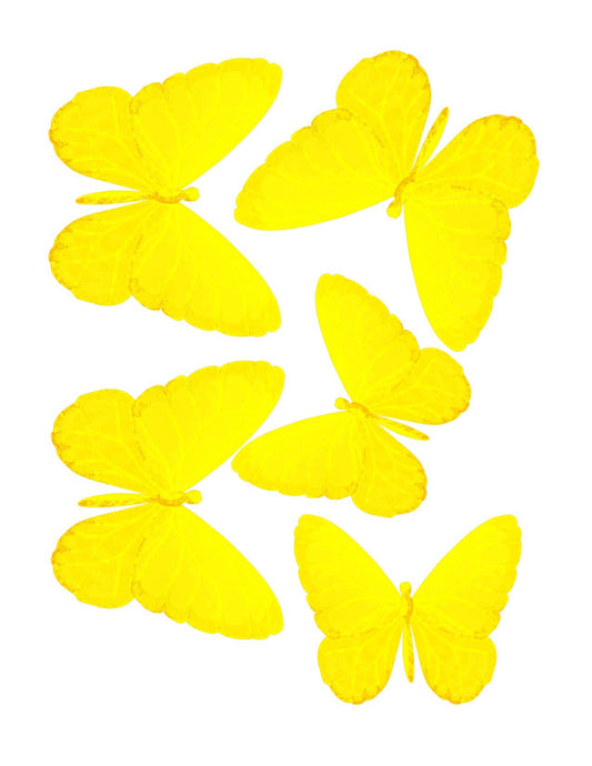 Lemon Yellow Edible Pre-Cut 3D Wafer Paper Butterflies - Multi-Sized Edible Butterflies Butterflies for cakes