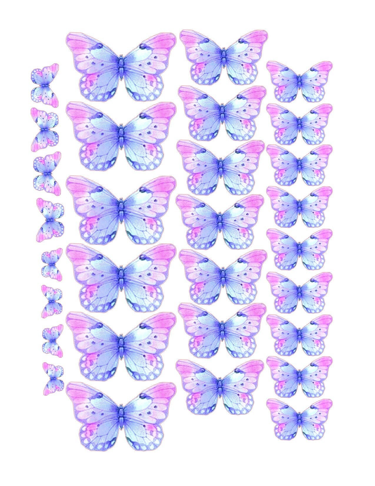 Purple and Pink Edible Pre-Cut 3D Wafer Paper Butterflies - Multi-Sized Edible Butterflies